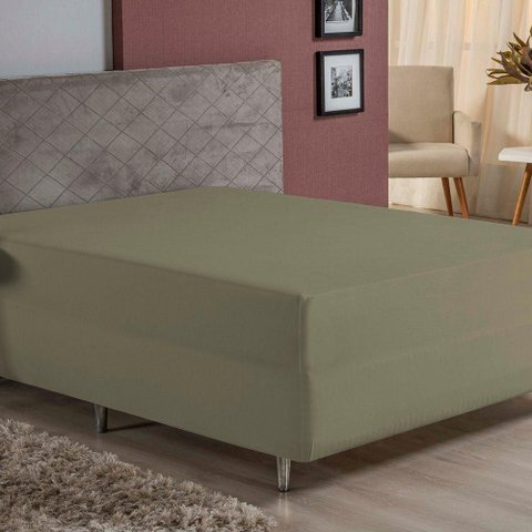 Lençol com Elástico Casal Nobre 1 Peça Luva de Box 55cm de Altura Malha 100% Algodão - Avelã