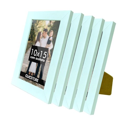 Kit 5 Porta Retrato 10x15 A6 Apoio Decorativo Moldura Acetato Foto Decor:branco