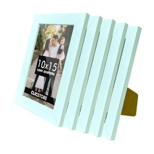 Kit 5 Porta Retrato 10x15 A6 Apoio Decorativo Moldura Acetato Foto Decor:branco