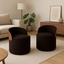 Ver imagem 2 de Kit 2 Puff Redondo Curvo Orgânico com Encosto Confortável Resistente Composé Suede Corino Suede