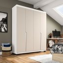 Ver imagem 2 de Roupeiro Casal 4 Portas 4 Gavetas Porto Branco e Creme Politorno