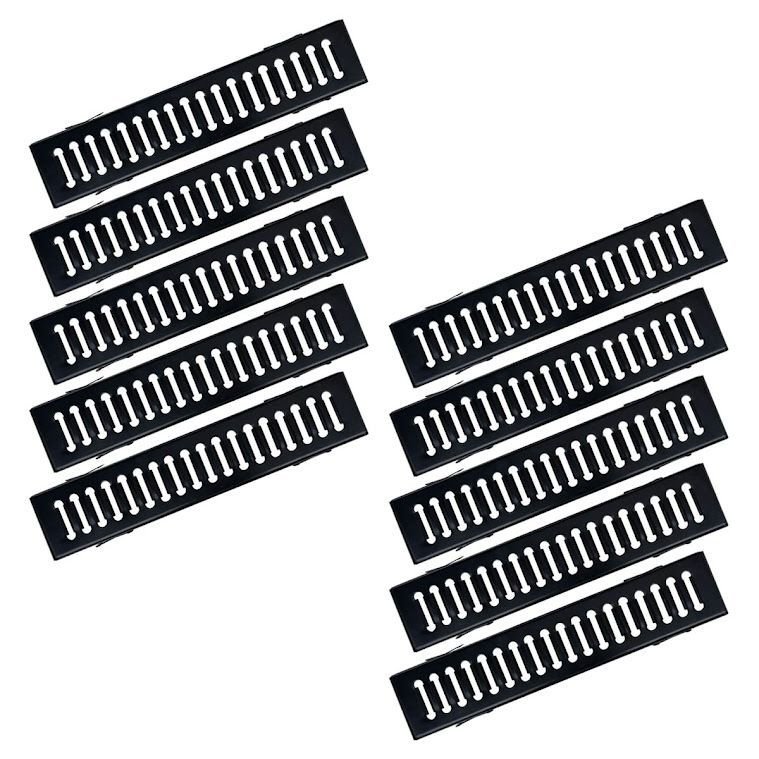 Kit 10 Ralo Grelha e Caixilho Aço Galvanizado Preto 10x50cm