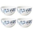 Ver imagem 1 de Jogo 4 Tigelas Cerâmica Branca Premium Folhagens Azul Beli Collection 550ml