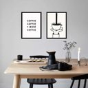 Ver imagem 1 de Kit 2 Quadros Minimalistas More Coffee 33x24cm - com Vidro:moldura Branca