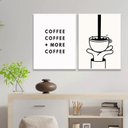 Ver imagem 2 de Kit 2 Quadros Minimalistas More Coffee 33x24cm - com Vidro:moldura Branca