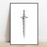 Quadro com moldura espada viking medieval rpg nerd 40x60 - 1