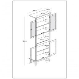 Cristaleira de Madeira Maciça 4 Portas Azul Petróleo - 2