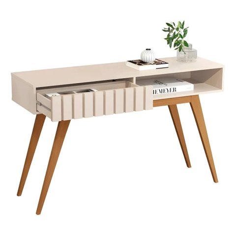 Aparador Buffet Ripado Açaí com 1 Gaveta Pés Maçico Off 1,36cm