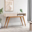 Ver imagem 3 de Aparador Buffet Ripado Açaí com 1 Gaveta Pés Maçico Off 1,36cm