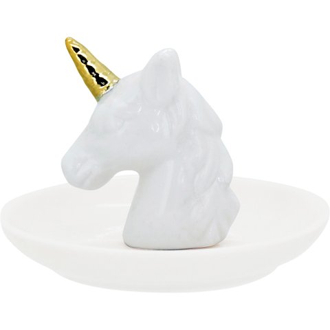 Adorno Cerâmica Branco Unicórnio 08x11x11cm Mimo