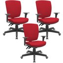 Ver imagem 1 de Kit 03 Cadeiras Escritório Diretor Office Giratória Preto Alta Flexi P03 Poliéster Vermelho - Lyam L