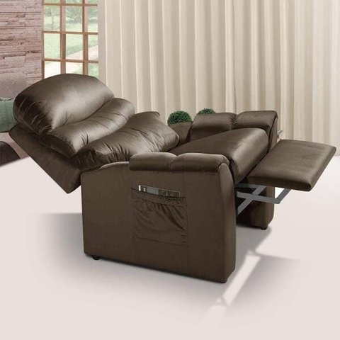 Poltrona do Papai Retrátil e Reclinável Sued Diamante Grécia Marrom A108