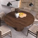 Ver imagem 3 de Mesa de Jantar Redonda 150cm Scandi 8 Lugares Lamina Natural de Madeira Castanho