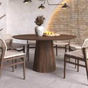 Ver imagem 2 de Mesa de Jantar Redonda 150cm Scandi 8 Lugares Lamina Natural de Madeira Castanho