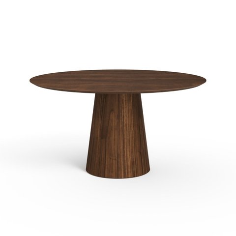 Mesa de Jantar Redonda 150cm Scandi 8 Lugares Lamina Natural de Madeira Castanho