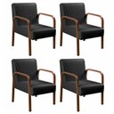 Ver imagem 1 de Kit 04 Poltronas Cadeiras Decorativas Anita para Sala Mesa de Jantar Quarto Recepção - Corino Preto