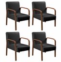 Ver imagem 1 de Kit 04 Poltronas Cadeiras Decorativas Anita para Sala Mesa de Jantar Quarto Recepção - Corino Preto