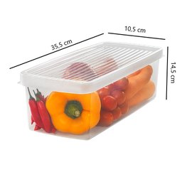 Organizador Geladeira Caixa para Legumes Frutas Verduras Tampa Plástico Ordene Cristal - 3