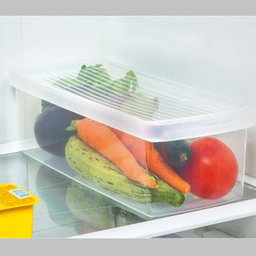 Organizador Geladeira Caixa para Legumes Frutas Verduras Tampa Plástico Ordene Cristal - 1