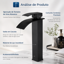 Ver imagem 5 de Torneira Monocomando Cascata Alta Preta Banheiro Bica Alta