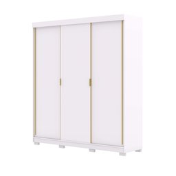 Guarda Roupa Casal Porto 3 Portas Correr 100% Mdf - Ideal para Ambientes Pequenos:branco - 4