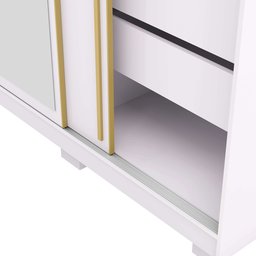 Guarda Roupa Casal Porto 3 Portas Correr 100% Mdf - Ideal para Ambientes Pequenos:branco - 6