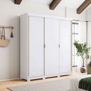 Ver imagem 1 de Guarda Roupa Casal Porto 3 Portas Correr 100% Mdf - Ideal para Ambientes Pequenos:branco