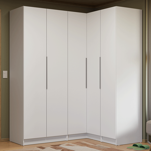 Guarda-roupa Modulado de Canto 310 Cm 5 Portas 2 Gavetas Branco Neo Madesa 02