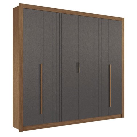 Guarda Roupa Miletto 6 Portas 3 Gavetas Jatobá Grafite Acetinado - Santos Andirá