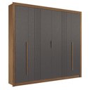 Ver imagem 1 de Guarda Roupa Miletto 6 Portas 3 Gavetas Jatobá Grafite Acetinado - Santos Andirá