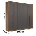 Ver imagem 4 de Guarda Roupa Miletto 6 Portas 3 Gavetas Jatobá Grafite Acetinado - Santos Andirá