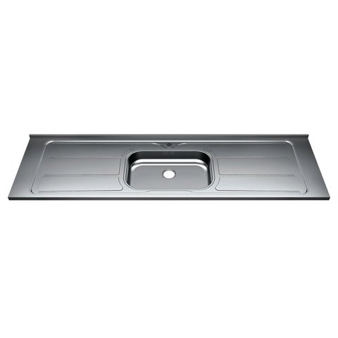 Pia de Cozinha em Aço Inox de 200cm x 56cm Concretada sem Válvula Plus 30 Bali Cinza Ghelplus