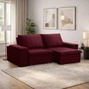 Ver imagem 3 de Sofá 3 Lugares Retrátil Reclinável para Sala 205cm Malfati F04 Veludo Vermelho - Lyam Decor