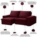 Ver imagem 4 de Sofá 3 Lugares Retrátil Reclinável para Sala 205cm Malfati F04 Veludo Vermelho - Lyam Decor