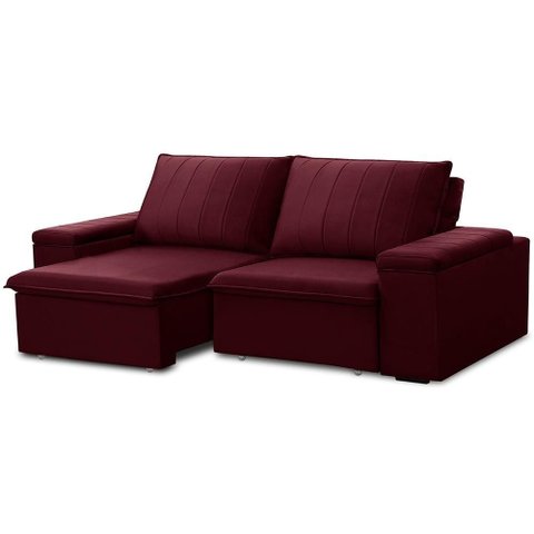Sofá 3 Lugares Retrátil Reclinável para Sala 205cm Malfati F04 Veludo Vermelho - Lyam Decor