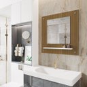 Ver imagem 3 de Espelheira de Banheiro Com Prateleira Firenze Decore Branco / Ripado - Comprar Moveis em Casa