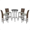 Ver imagem 1 de Mesa Bistrô com 4 Banquetas Roma Preta Corda Náutica 3 Trama Marrom