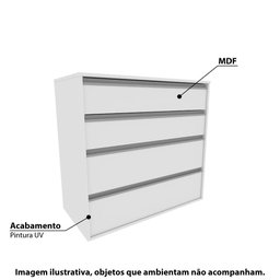 Cômoda com 4 Gavetas - Branco - 2