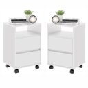 Ver imagem 1 de Conjunto Mesa de Cabeceira com Rodízios Nadi Branco