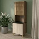 Ver imagem 2 de Paneleiro 4 Portas MDF Vidro 70x221 cm Kali 1834862 Carvalho Toq Bianco Nicioli