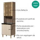 Ver imagem 4 de Paneleiro 4 Portas MDF Vidro 70x221 cm Kali 1834862 Carvalho Toq Bianco Nicioli