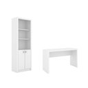 Ver imagem 1 de Escritório com Mesa para Computador Simples com Armário Pareteleira 2 Portas Branco - Fdecor