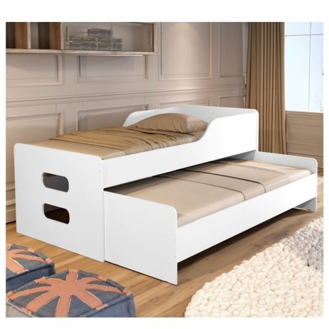 Cama com Auxiliar Florença Branco com Colchão
