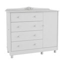 Ver imagem 1 de Cômoda Infantil Elô New 1 Porta e 4 Gavetas Branco Brilho - Móveis Peroba