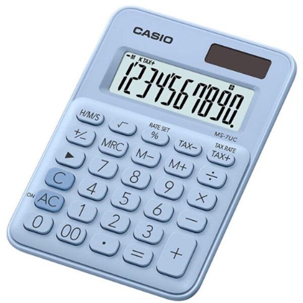 Calculadora Casio de Mesa 10 Dígitos MS-7UC-LB- Azul Claro