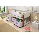 Ver imagem 2 de Cama Solteiro Paty Branco com Mel com Baú Adesivado Filhote Rosa