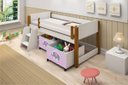 Ver imagem 2 de Cama Solteiro Paty Branco com Mel com Baú Adesivado Filhote Rosa