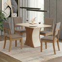 Ver imagem 1 de Conjunto Sala de Jantar Layla Trend 4 Lugares Tampo MDF Cadeiras Suede Amêndoa 120cm Casa 812