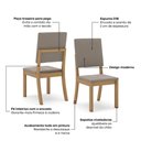 Ver imagem 5 de Conjunto Sala de Jantar Layla Trend 4 Lugares Tampo MDF Cadeiras Suede Amêndoa 120cm Casa 812