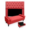 Ver imagem 1 de Kit Cabeceira Mirage + Calçadeira Baú Felix Casal 140cm Suede - Ecotec Decor:Vermelho